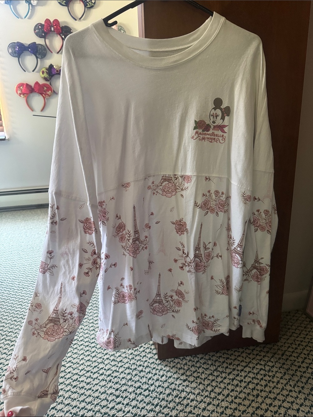 Disney Minnie Mouse Paris Floral Spirit Jersey Top - White & Dusty Rose
